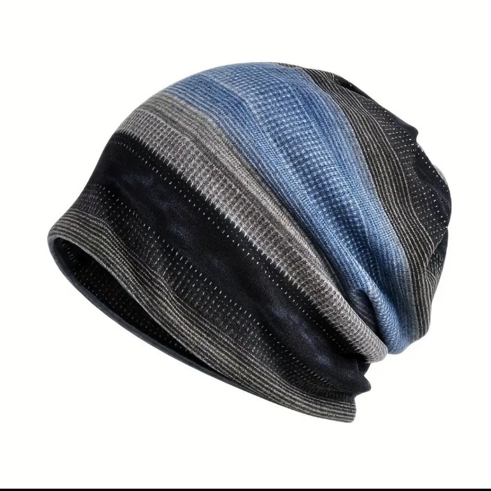 Striped Color Block Beanies Head Wrap Unisex Trendy Slouchy Beanie Skull Cap
